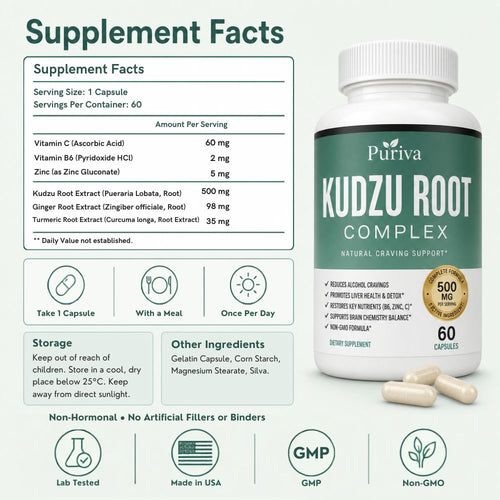 Kudzu Root Capsules - Reduce Alcohol Cravings